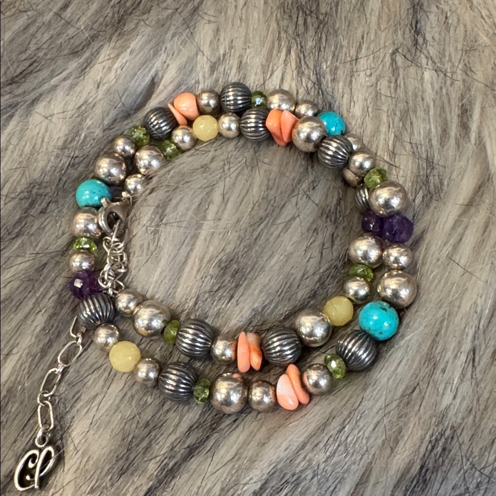 Carolyn Pollack Silver & Multicolor Beaded Necklace - Picture 6 of 6